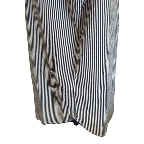 H&M Blue White Striped Long Roll Tab Sleeve Button Up Tunic Women's Sz L - Picture 8 of 12